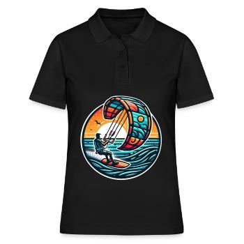 Kitesurfen Kitesurfer Kiteboard - Frauen Polo Shirt - Schwarz - Vorne - Ailine (174cm)