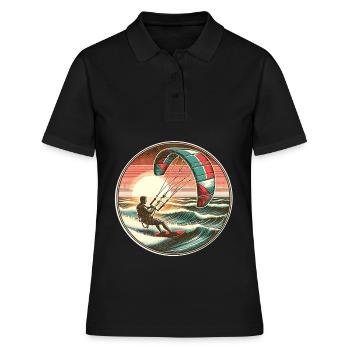 Kitesurfen Kitesurfer Kiteboard - Frauen Polo Shirt - Schwarz - Vorne - Ailine (174cm)