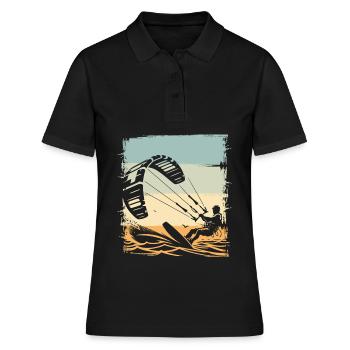 Kitesurfen Kitesurfer Kiteboard - Frauen Polo Shirt - Schwarz - Vorne - Ailine (174cm)