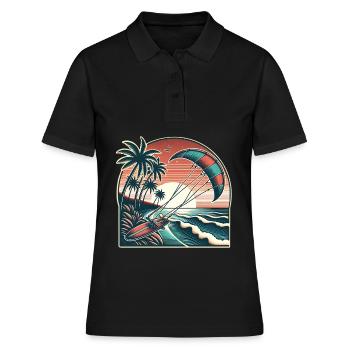 Kitesurfen Kitesurfer Kiteboard - Frauen Polo Shirt - Schwarz - Vorne - Ailine (174cm)