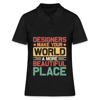 Designer - Frauen Polo Shirt - Schwarz - Vorne - Ailine (174cm)
