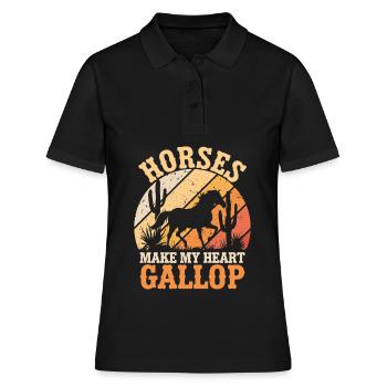 Les chevaux font galoper mon cœur - Polo Femme - noir - Devant - Ailine (174cm)