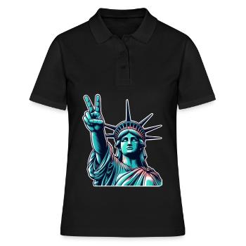Statue de la Liberté Paix - Polo Femme - noir - Devant - Ailine (174cm)