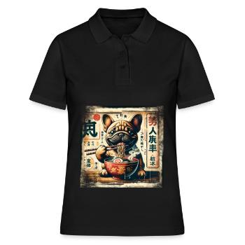 Ramen Französische Bulldogge Hund Grunge Poster St - Frauen Polo Shirt - Schwarz - Vorne - Ailine (174cm)