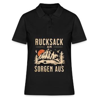 Rucksack An! Sorgen Aus! - Frauen Polo Shirt - Schwarz - Vorne - Ailine (174cm)