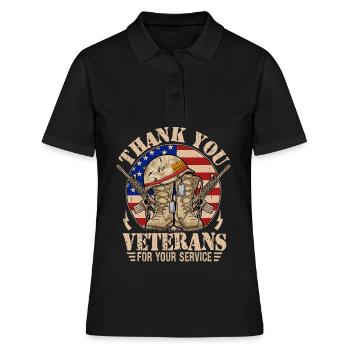 Vielen Dank an die Veteranen für Ihren Dienst - Frauen Polo Shirt - Schwarz - Vorne - Ailine (174cm)