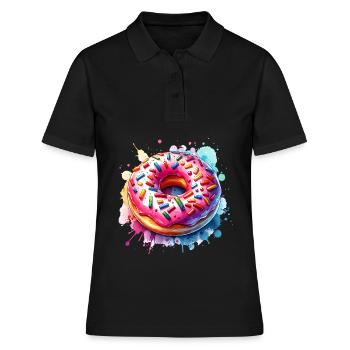 Donut - Frauen Polo Shirt - Schwarz - Vorne - Ailine (174cm)