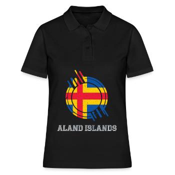 Aland-Inseln Runder Schild Landesfarben - Frauen Polo Shirt - Schwarz - Vorne - Ailine (174cm)