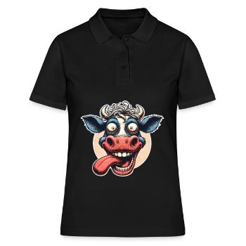 Kuh Crazy - Frauen Polo Shirt - Schwarz - Vorne - Ailine (174cm)