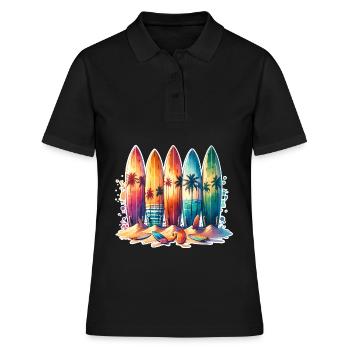 Surfen Surfer - Frauen Polo Shirt - Schwarz - Vorne - Ailine (174cm)