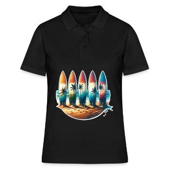 Surfen Surfer - Frauen Polo Shirt - Schwarz - Vorne - Ailine (174cm)