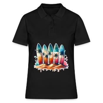 Surfen Surfer - Frauen Polo Shirt - Schwarz - Vorne - Ailine (174cm)