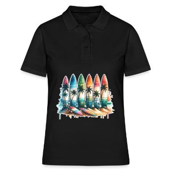 Surfen Surfer - Frauen Polo Shirt - Schwarz - Vorne - Ailine (174cm)