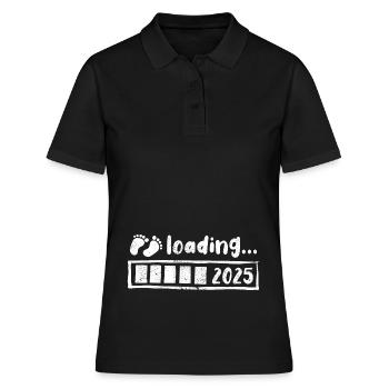 Bébé 2025 loading - Grossesse - Cadeau - Polo Femme - noir - Devant - Ailine (174cm)