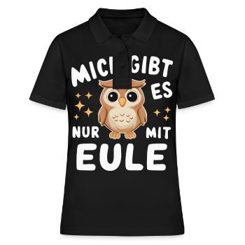 oiseau de nuit hibou hibou oiseau - Polo Femme - noir - Devant - Ailine (174cm)
