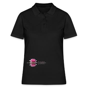 Achtsamkeit, Seerose - Frauen Polo Shirt - Schwarz - Vorne - Ailine (174cm)