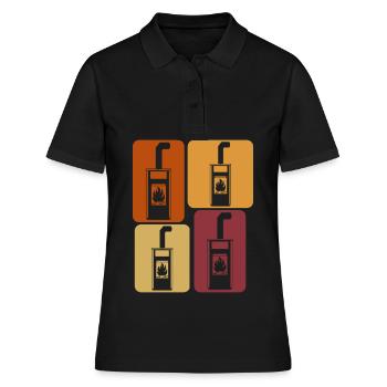 Kamin Ofen Brennholz Retro Kaminofen - Frauen Polo Shirt - Schwarz - Vorne - Ailine (174cm)