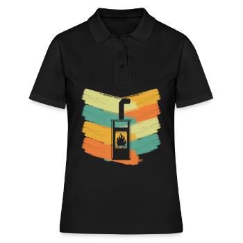 Woodburning stove fireplace retro stove - Women's Polo Shirt - black - Front - Ailine (174cm)