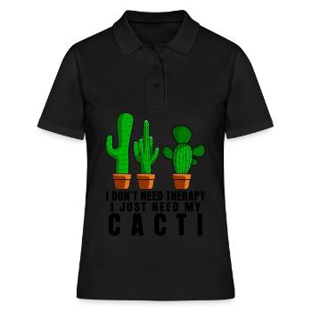 Cactus Therapy Cacti - Frauen Polo Shirt - Schwarz - Vorne - Ailine (174cm)