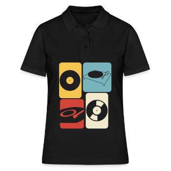Platine vinyle rétro Record - Polo Femme - noir - Devant - Ailine (174cm)