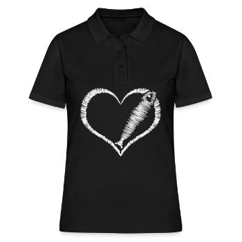 Sardine Hering Sardinen Herz Heringe - Frauen Polo Shirt - Schwarz - Vorne - Ailine (174cm)