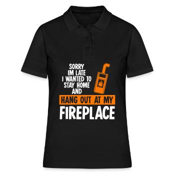 Kamin Spruch Ofen Kaminofen Brennholz - Frauen Polo Shirt - Schwarz - Vorne - Ailine (174cm)