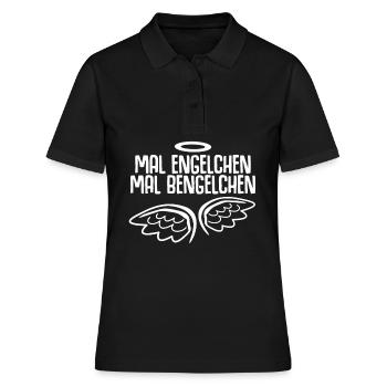 Engelchen Bengelchen Engel Bengel - Frauen Polo Shirt - Schwarz - Vorne - Ailine (174cm)