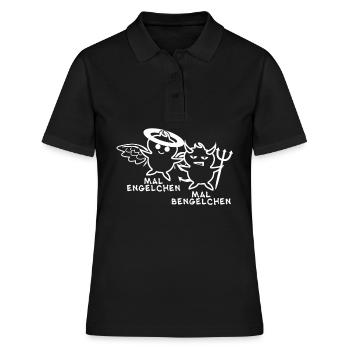 Engelchen Teufelchen Bengelchen Bengel - Frauen Polo Shirt - Schwarz - Vorne - Ailine (174cm)