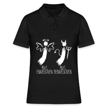 Engelchen Kostüm Bengelchen Bengel Engel - Frauen Polo Shirt - Schwarz - Vorne - Ailine (174cm)