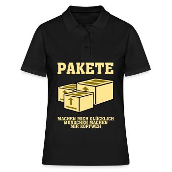 Paketzusteller Paket Paketbote Pakete - Frauen Polo Shirt - Schwarz - Vorne - Ailine (174cm)