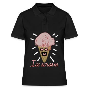 Eis Eiscreme Gespenst - Frauen Polo Shirt - Schwarz - Vorne - Ailine (174cm)