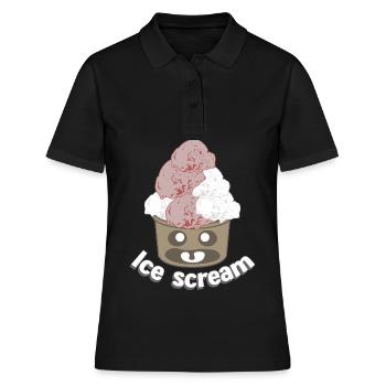 Eis Eiscreme Gespenst Eisbecher - Frauen Polo Shirt - Schwarz - Vorne - Ailine (174cm)