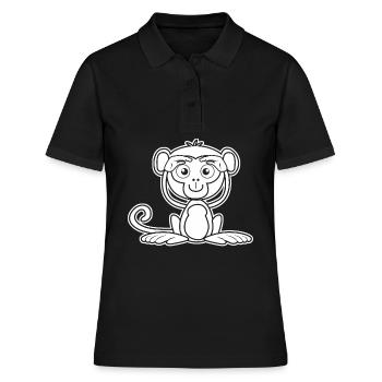 Affe niedlich Affen - Frauen Polo Shirt - Schwarz - Vorne - Ailine (174cm)
