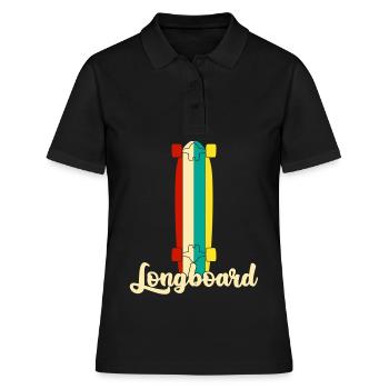 Longboard Longboarding Retro Longboarder - Polo Femme - noir - Devant - Ailine (174cm)