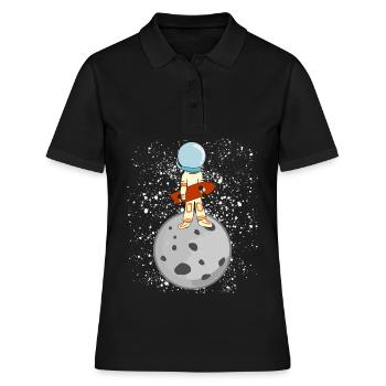 Longboarder Mond Astronaut Longboard - Frauen Polo Shirt - Schwarz - Vorne - Ailine (174cm)