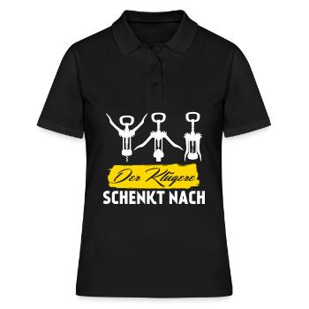Wein Rotwein Weißwein Korkenzieher - Frauen Polo Shirt - Schwarz - Vorne - Ailine (174cm)