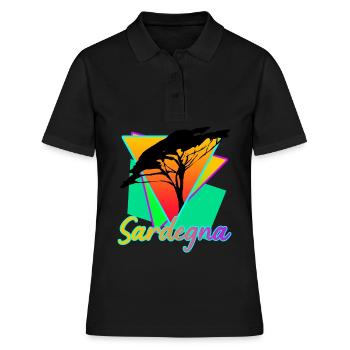 Sardaigne Sardegna Retro Sardaigne - Polo Femme - noir - Devant - Ailine (174cm)
