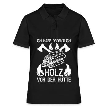Feuerholz Kamin Ofen Feuer Brennholz - Frauen Polo Shirt - Schwarz - Vorne - Ailine (174cm)