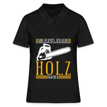 Brennholz Kamin Ofen Feuerholz Motorsäge - Frauen Polo Shirt - Schwarz - Vorne - Ailine (174cm)
