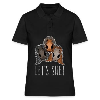 Shetlandpony Shetland Pony Shetty - Frauen Polo Shirt - Schwarz - Vorne - Ailine (174cm)