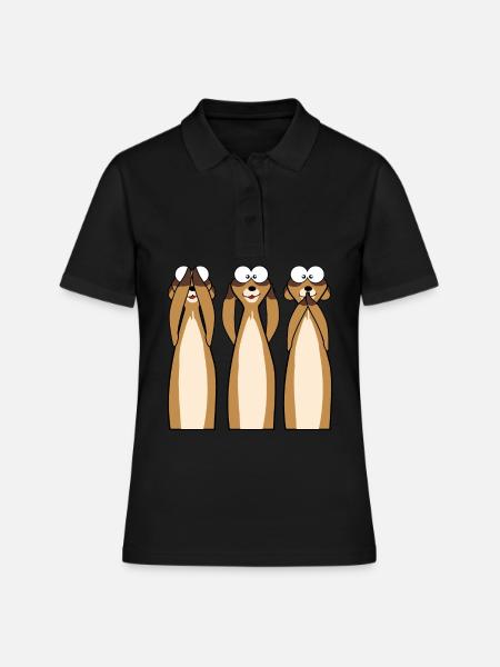 Suricates au lieu de 3 singes - Polo Femme - noir
