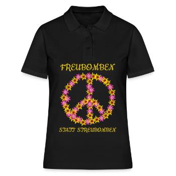 Pacifisme : des bombes Freu au lieu de bombes à fragmentation - Polo Femme - noir - Devant - Ailine (174cm)