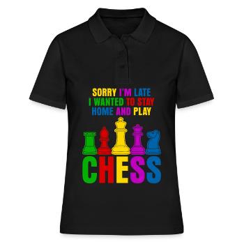 Funny Chess Pieces - Frauen Polo Shirt - Schwarz - Vorne - Ailine (174cm)
