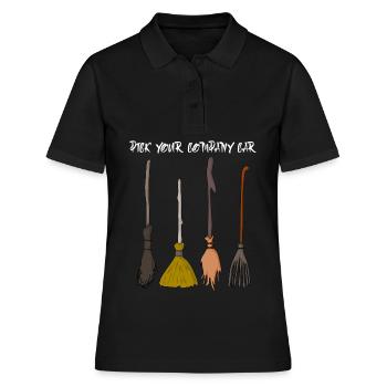Balai de sorcière Halloween sorcière sorcellerie - Polo Femme - noir - Devant - Ailine (174cm)