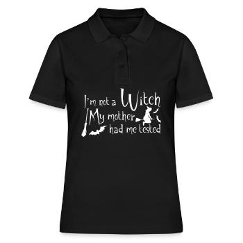 Sorcière Halloween Sorcellerie Balai de sorcière - Polo Femme - noir - Devant - Ailine (174cm)
