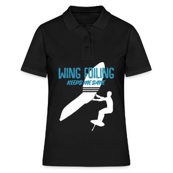 Wing Foiling Wing Surfing Winging - Women's Polo Shirt - black - Front - Ailine (174cm)
