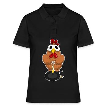 Poulets Volaille Éleveur Élevage de poulets - Polo Femme - noir - Devant - Ailine (174cm)