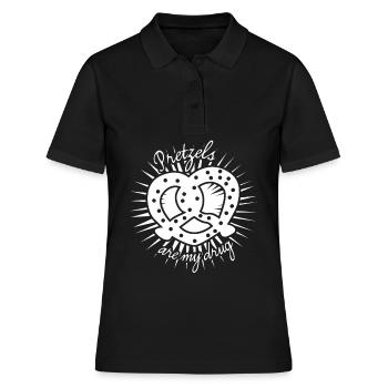 Pretzels Joke Pretzel - Frauen Polo Shirt - Schwarz - Vorne - Ailine (174cm)