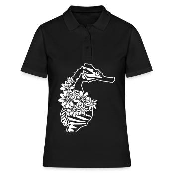 Hippocampes Fleurs Hippocampe - Polo Femme - noir - Devant - Ailine (174cm)