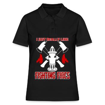 Fire Brigade Firefighter Fire Truck - Frauen Polo Shirt - Schwarz - Vorne - Ailine (174cm)